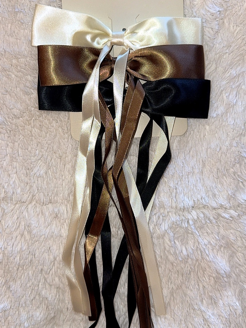 Satin Ribbon Bow Hair Clip - Black, Brown, Cream